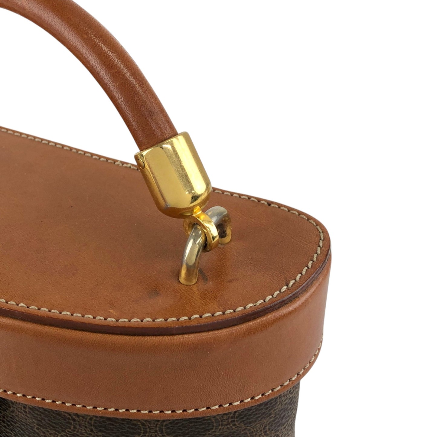 CELINE Macadam Triomphe Two-way Shoulder bag Vanity bag Brown Vintage tbvwcr