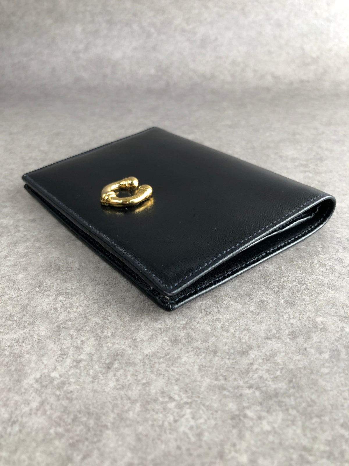 GUCCI Horseshoe Folded Wallet Dark Navy Vintage cvie2b