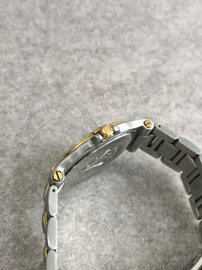 GUCCI Logo Quartz Watch Silver×Gold 9040G Vintage 3vx6v4