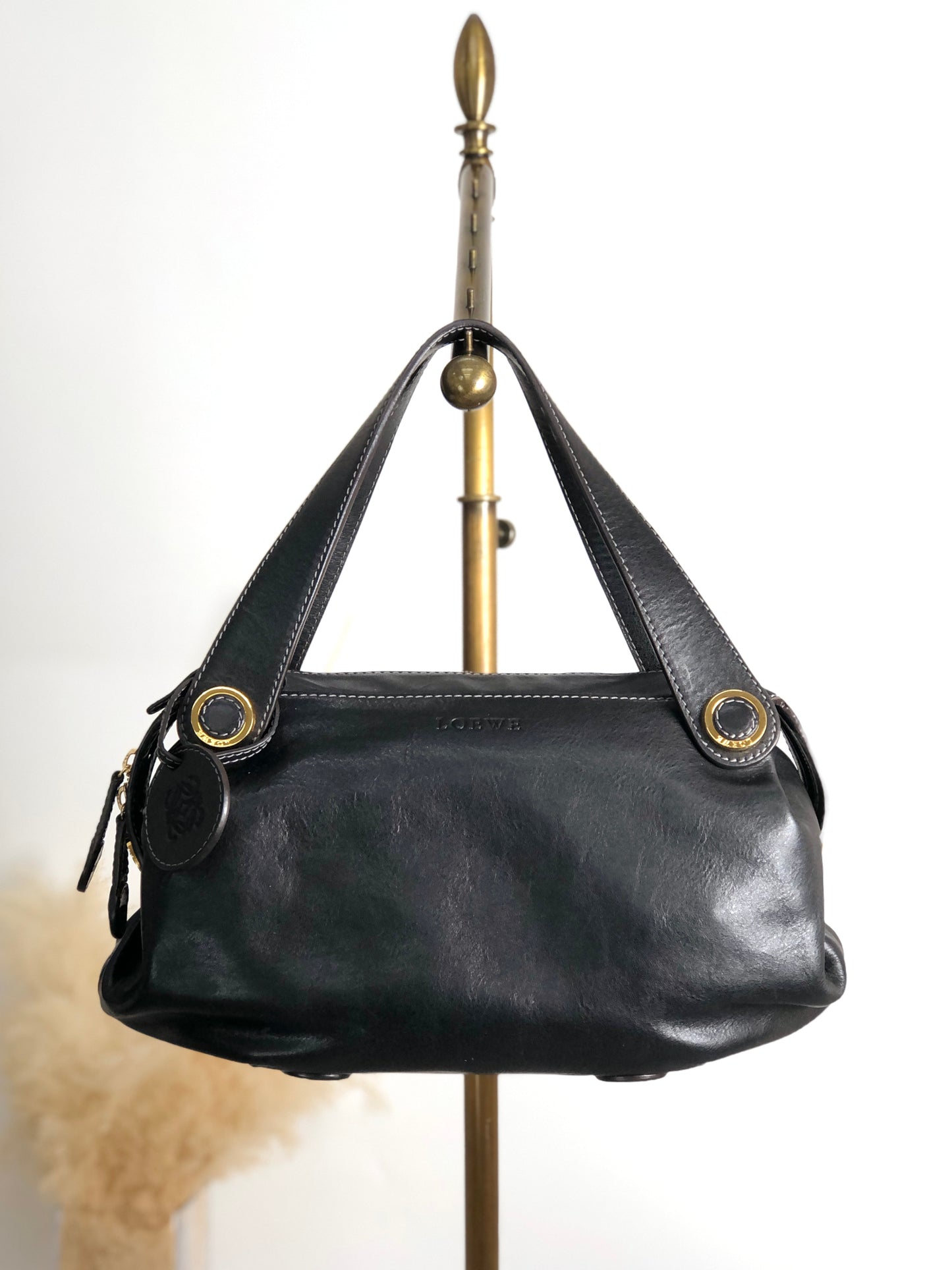 LOEWE Anagram Handbag Black Vintage x7a23e