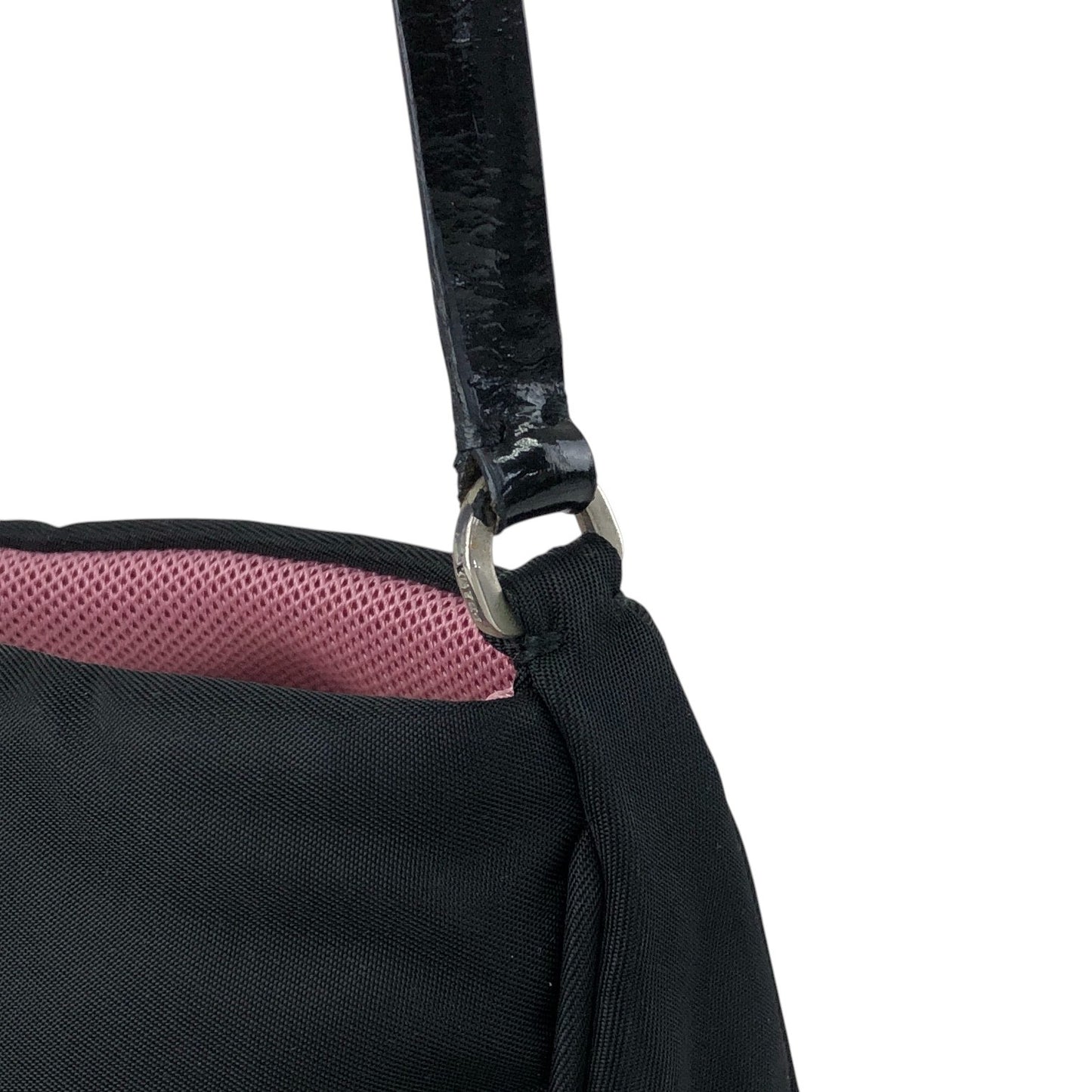 PRADA Tessuto Triangle Logo Shoulder bag Black Vintage 3nedhc