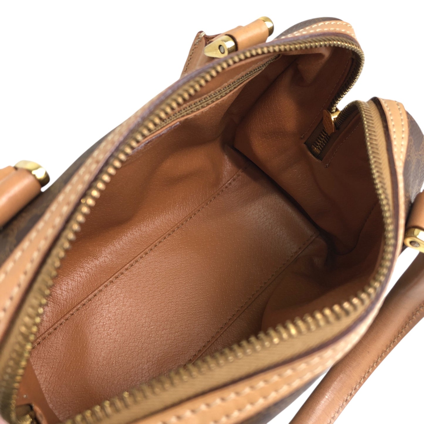CELINE Macadam Two-way Handbag Shoulder bag Brown Vintage jjjan3