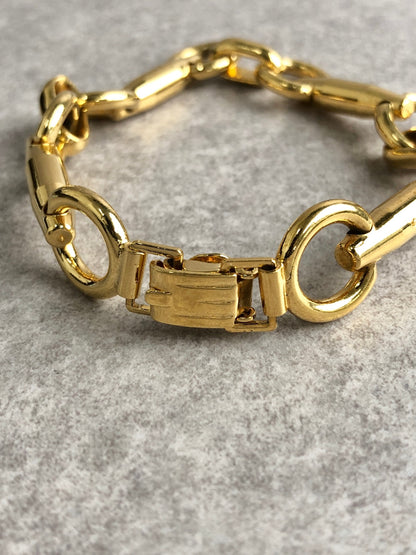CELINE Horse Bit Bracelet Gold Vintage iwpgv2