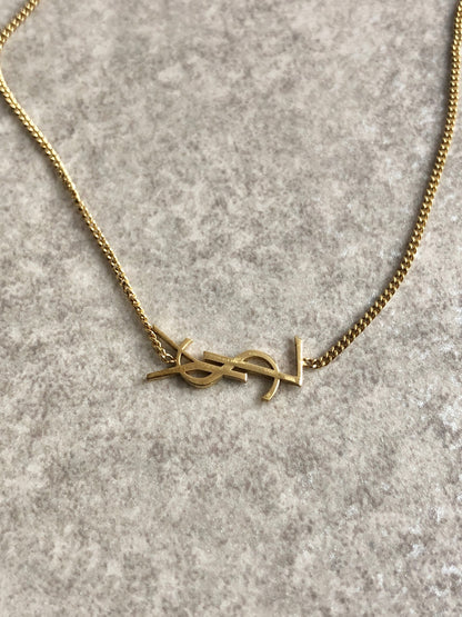 Yves Saint Laurent YSL Logo Bracelet Gold Vintage wanyw8