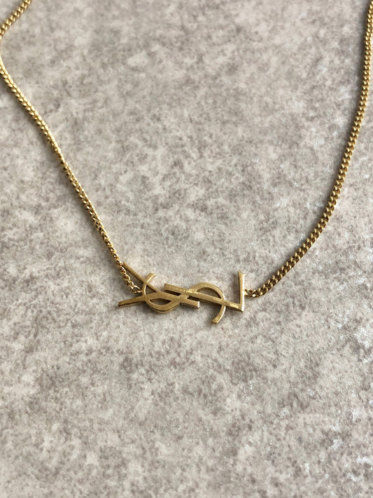 Yves Saint Laurent YSL Logo Bracelet Gold Vintage wanyw8
