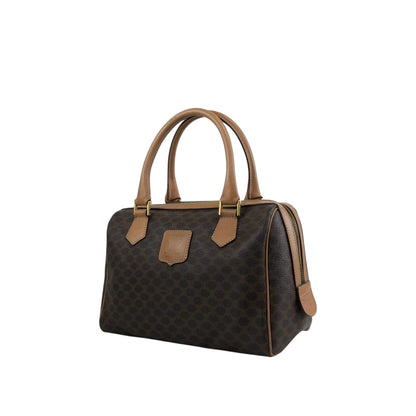CELINE Macadam Blason Small Boston bag Handbag Brown Vintage tudkhm