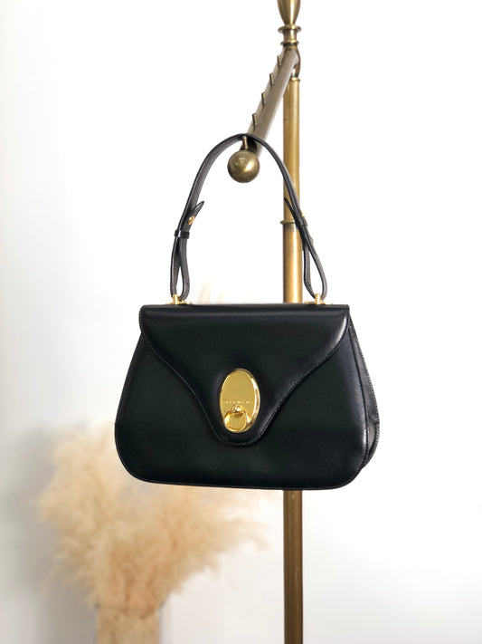 GIVENCHY Gancini Top Handle Handbag Black Vintage 3pv2af