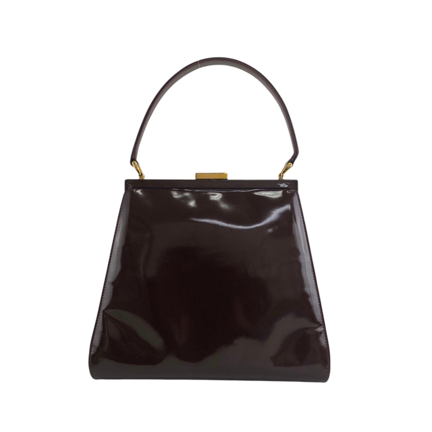 GUCCI Metal Clasp Handbag Brown Vintage ew3gks