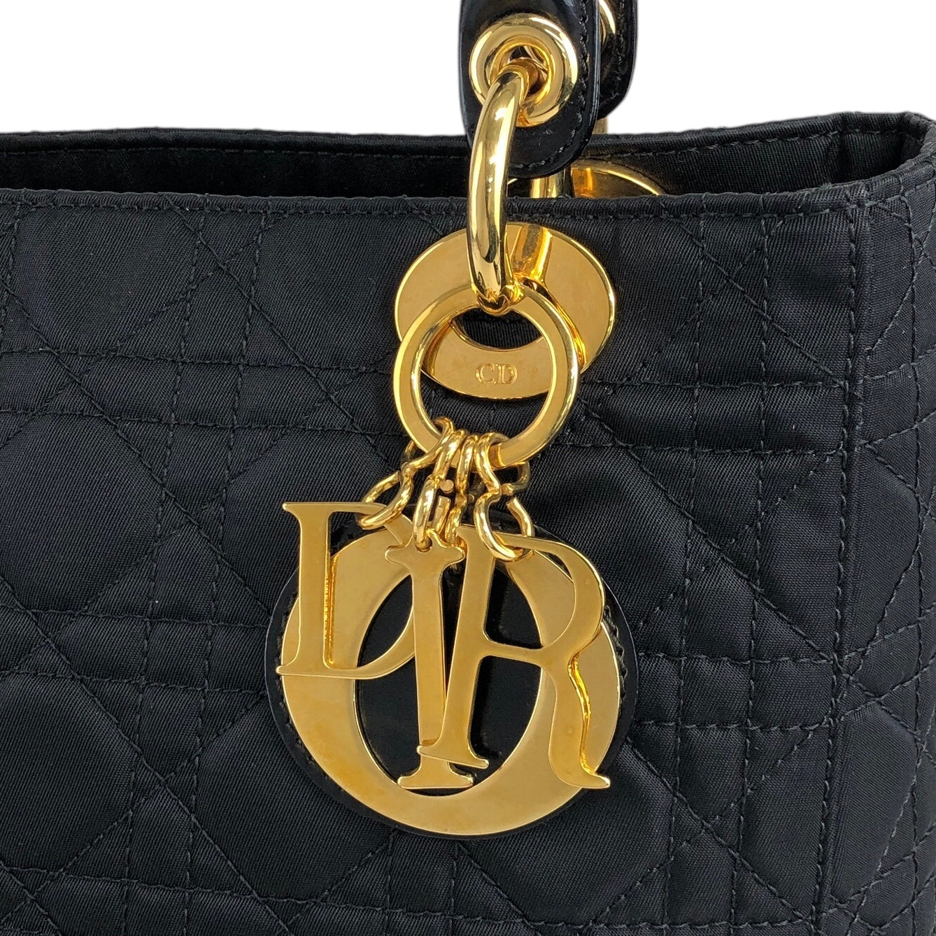 Christian Dior Lady Dior Cannage Logo Charm Two-way Handbag Shoulder bag Black Vintage wn3rsu