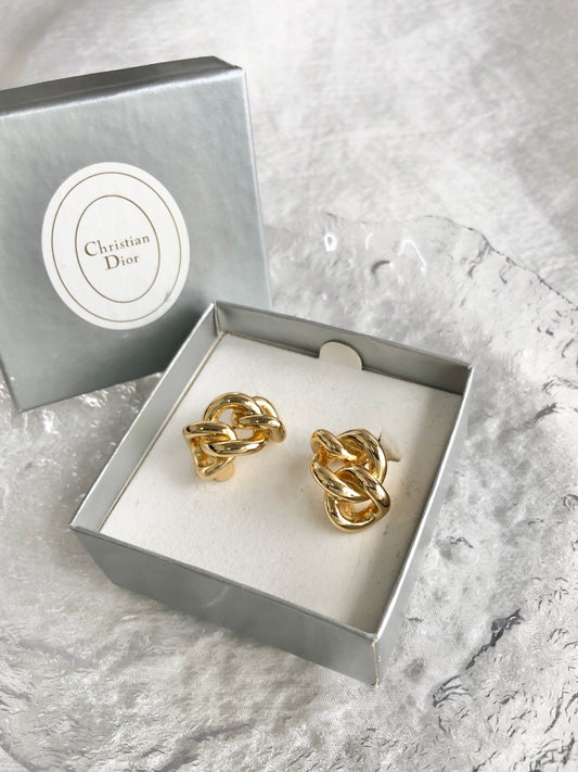 Christian Dior Earrings Gold Vintage neiezr