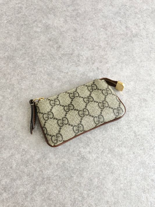 GUCCI GG Canvas Coin Purse Beige Vintage m54bjw