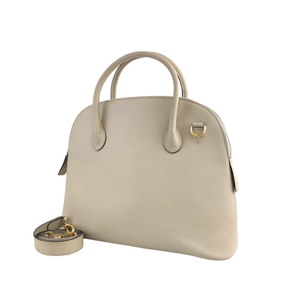 CELINE Leather Two-way Handbag Shoulder bag Ivory Vintage rg2xnh