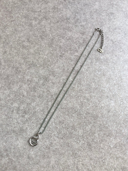 Christian Dior CD Logo Necklace Silver Vintage 8nfiyv
