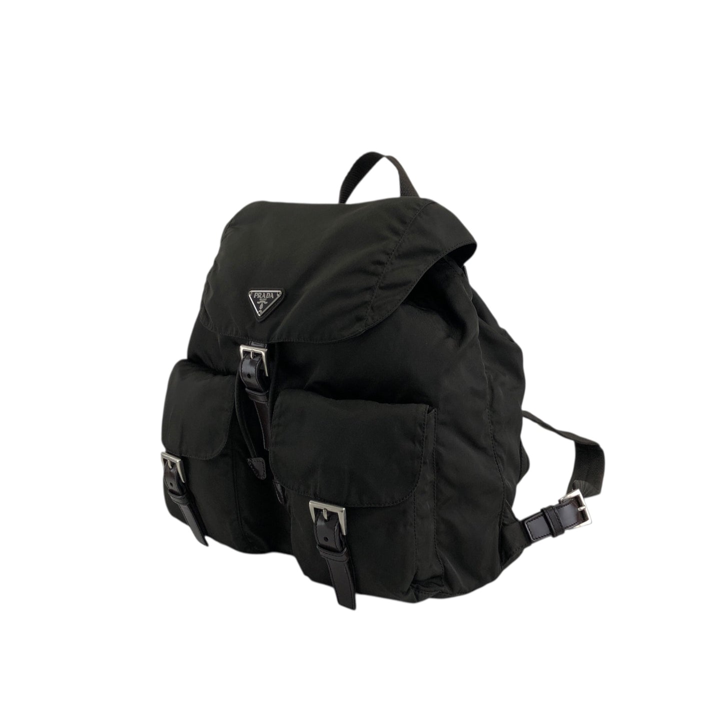 PRADA Tessuto Triangle Logo Double Pocket Backpack Khaki Vintage kyhxt3