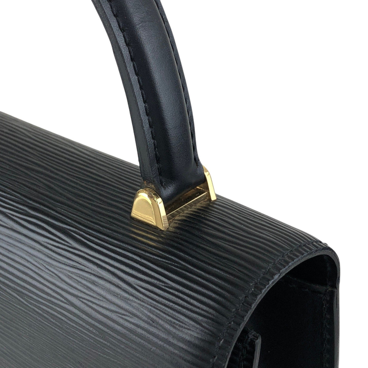 LOUIS VUITTON Turn Lock Handbag Black M52372 Vintage 48k8t4