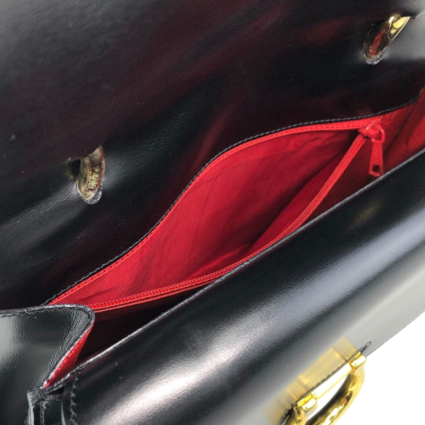 CELINE Gancini Double Flap Handbag Black Vintage j7dwju