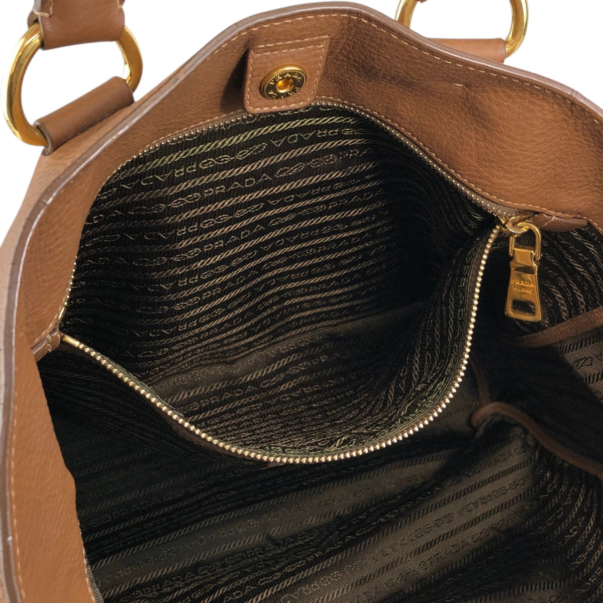 PRADA Logo Two-way Totebag Shoulder bag Brown Vintage 38ggy4