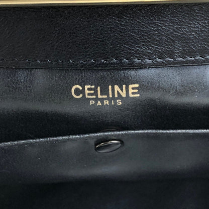 CELINE Triomphe Metal Clasp Chain Shoulder bag Black Vintage nc5c3h