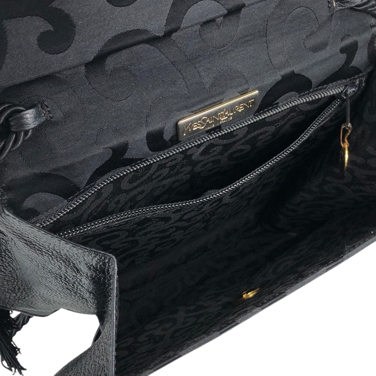 Yves Saint Laurent YSL Logo Shoulder bag Black Vintage dw4znj
