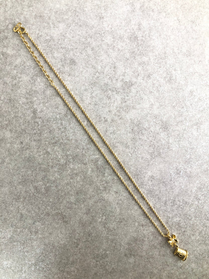 Christian Dior CD Logo Ribbon Motif Necklace Gold Vintage xyjgu5