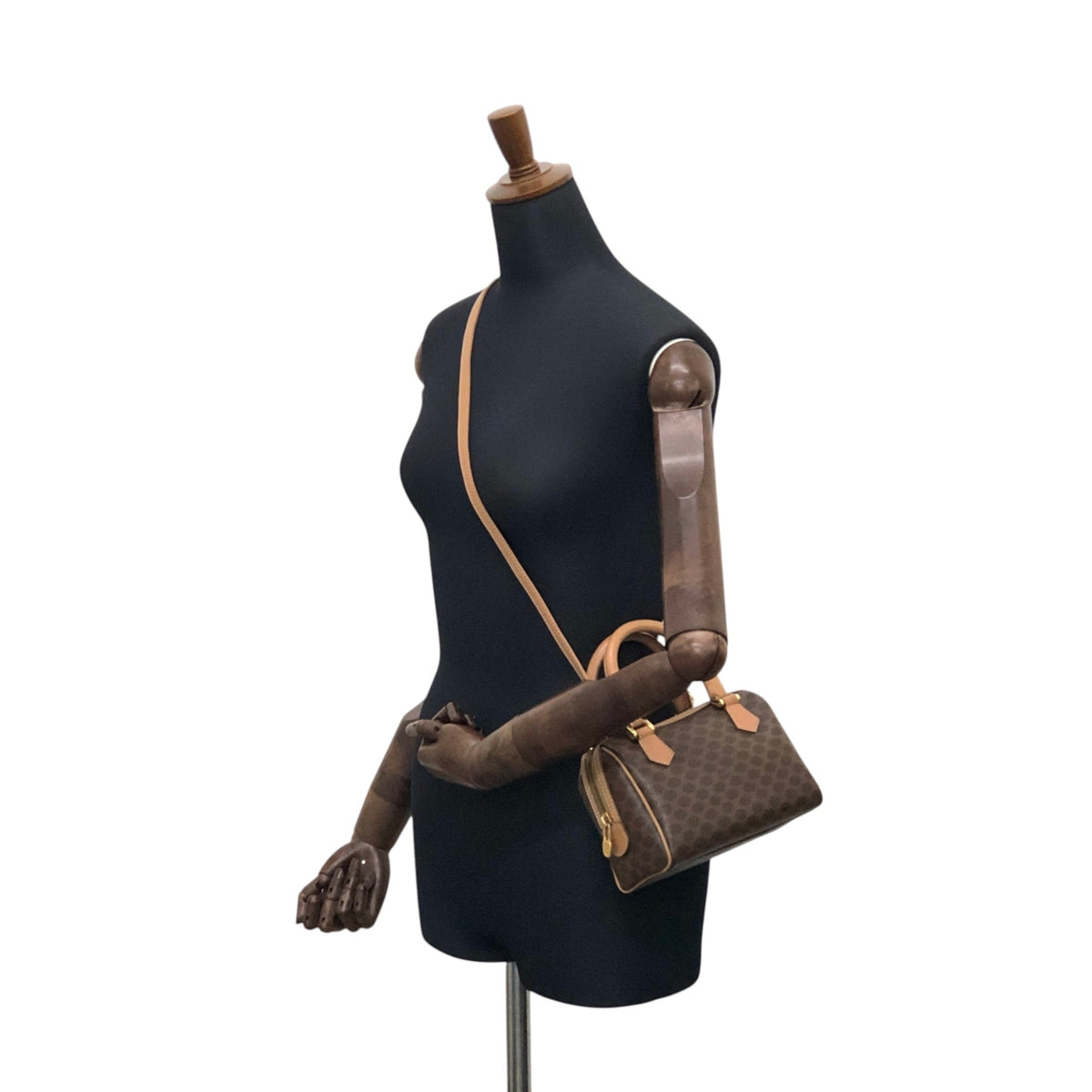 CELINE Macadam Two-way Small Boston bag Shoulder bag Brown Vintage asbejd