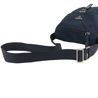 PRADA Triangle Logo Front Buckl Shoulder bag Navy Vintage 8igg4i