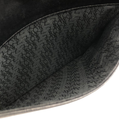 Yves Saint Laurent YSL Logo Leather Shoulder bag Black Vintage 4jenk5