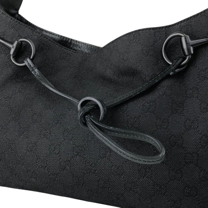 GUCCI GG Canvas Horse Bit Shoulder bag Black Vintage h5tsed