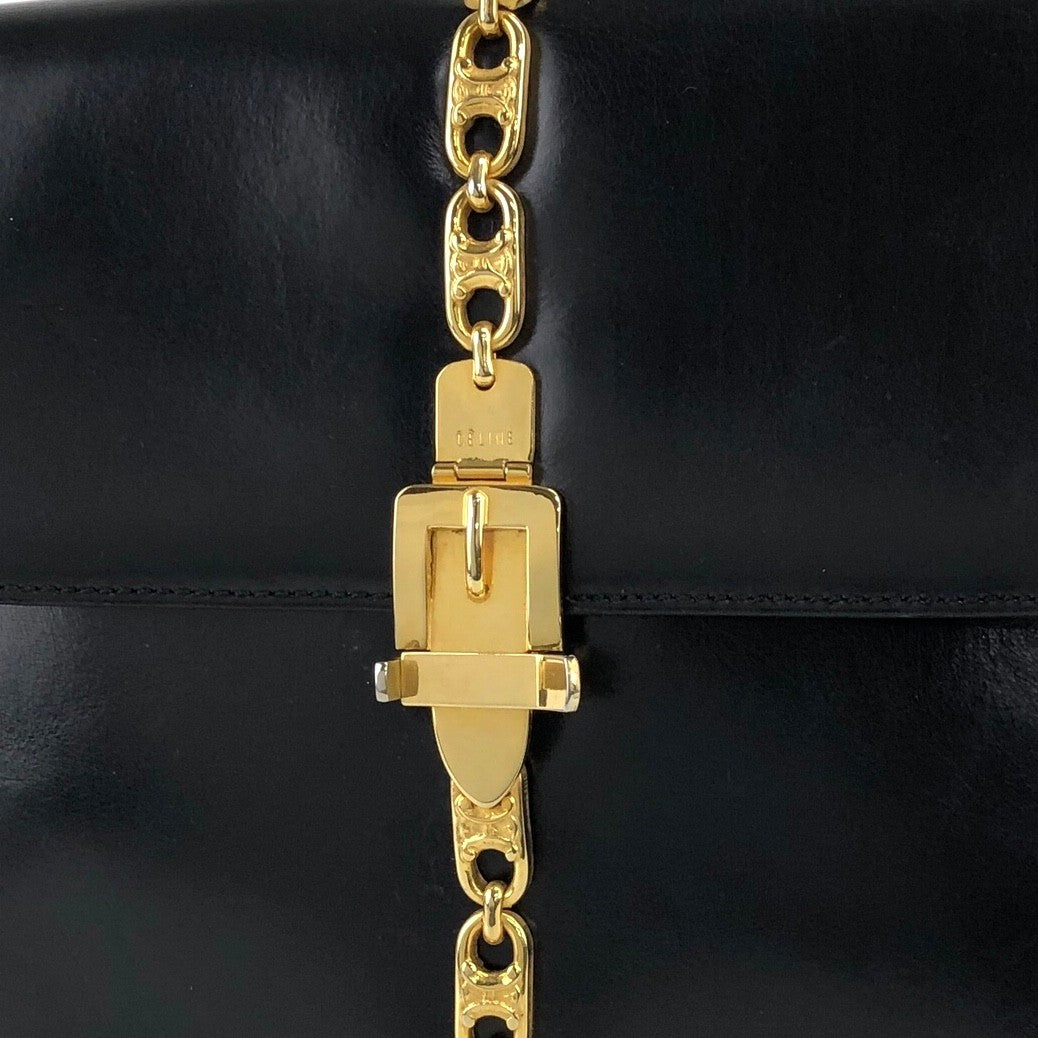 CELINE Blason Shoulder bag Black Vintage pjta3r