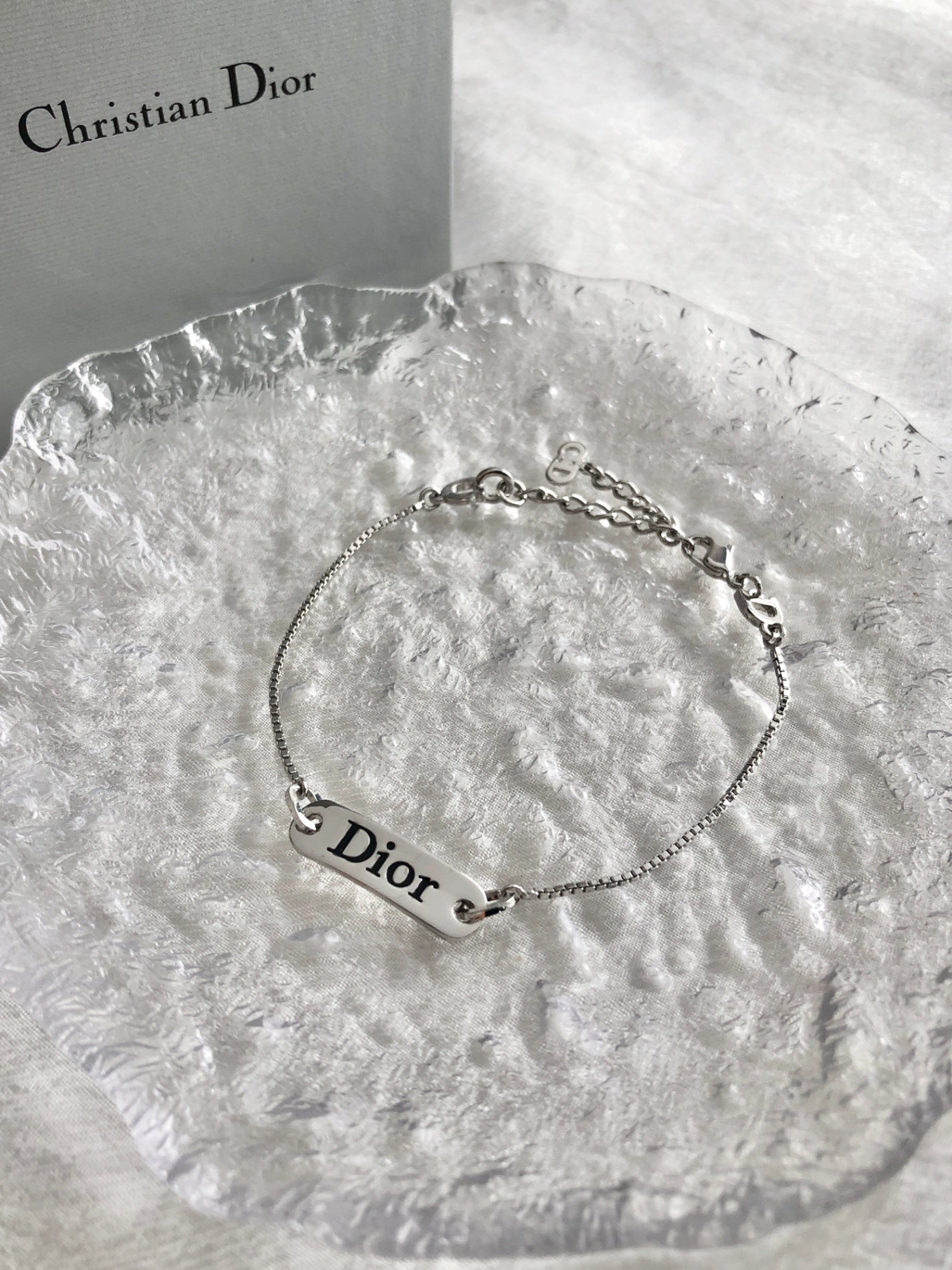 Christian Dior Logo Motif Bracelet Silver Vintage 3fmhik