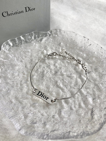 Christian Dior Logo Motif Bracelet Silver Vintage 3fmhik