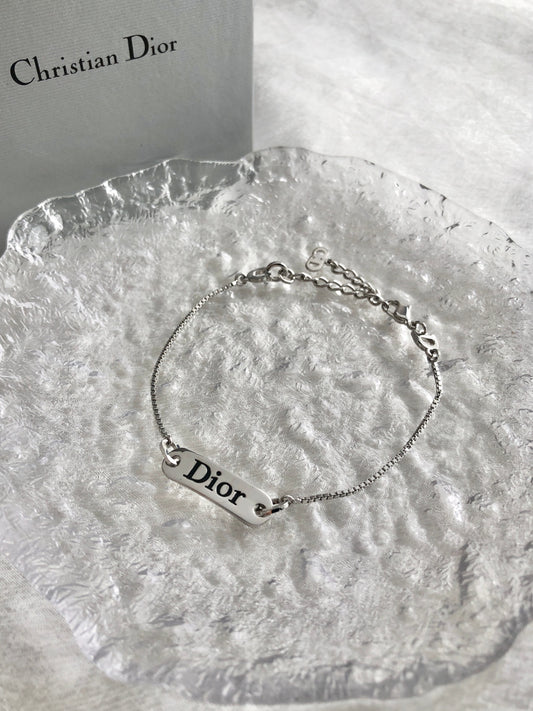 Christian Dior Logo Motif Bracelet Silver Vintage 3fmhik