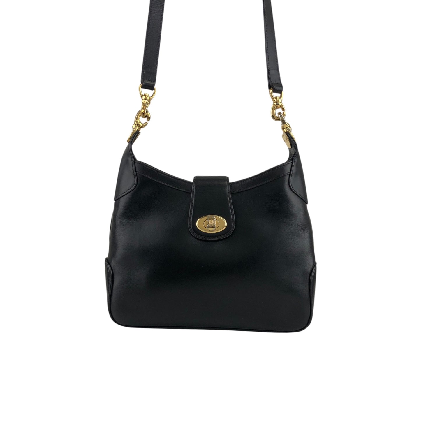 CELINE Blason Turn Lock Shoulder bag Black Vintage rpzpkc