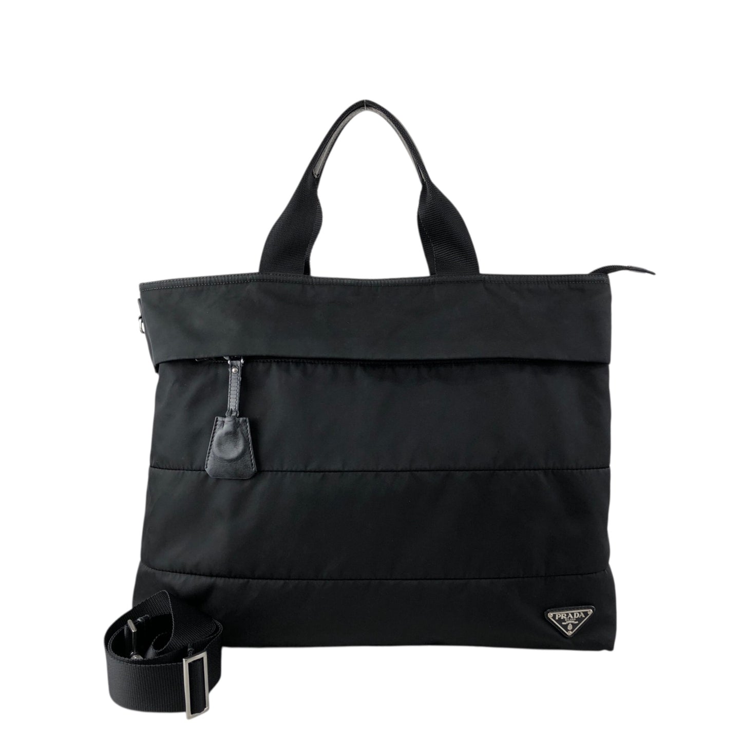 PRADA Tessuto Triangle Logo Two-way Handbag Shoulder bag Black Vintage 4s54ei