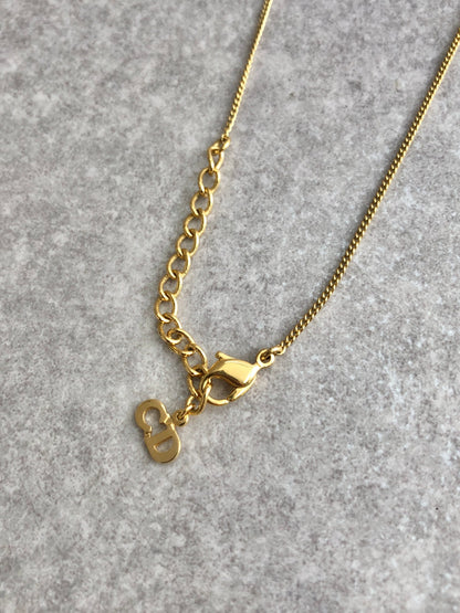 Christian Dior Logo Padlock Necklace Gold Vintage ku5yt7