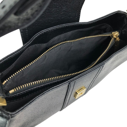 FENDI Logo Shoulder bag Black Vintage zjfy53