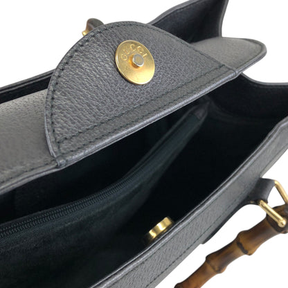 GUCCI Bamboo Handbag Black Vintage i4a8t7