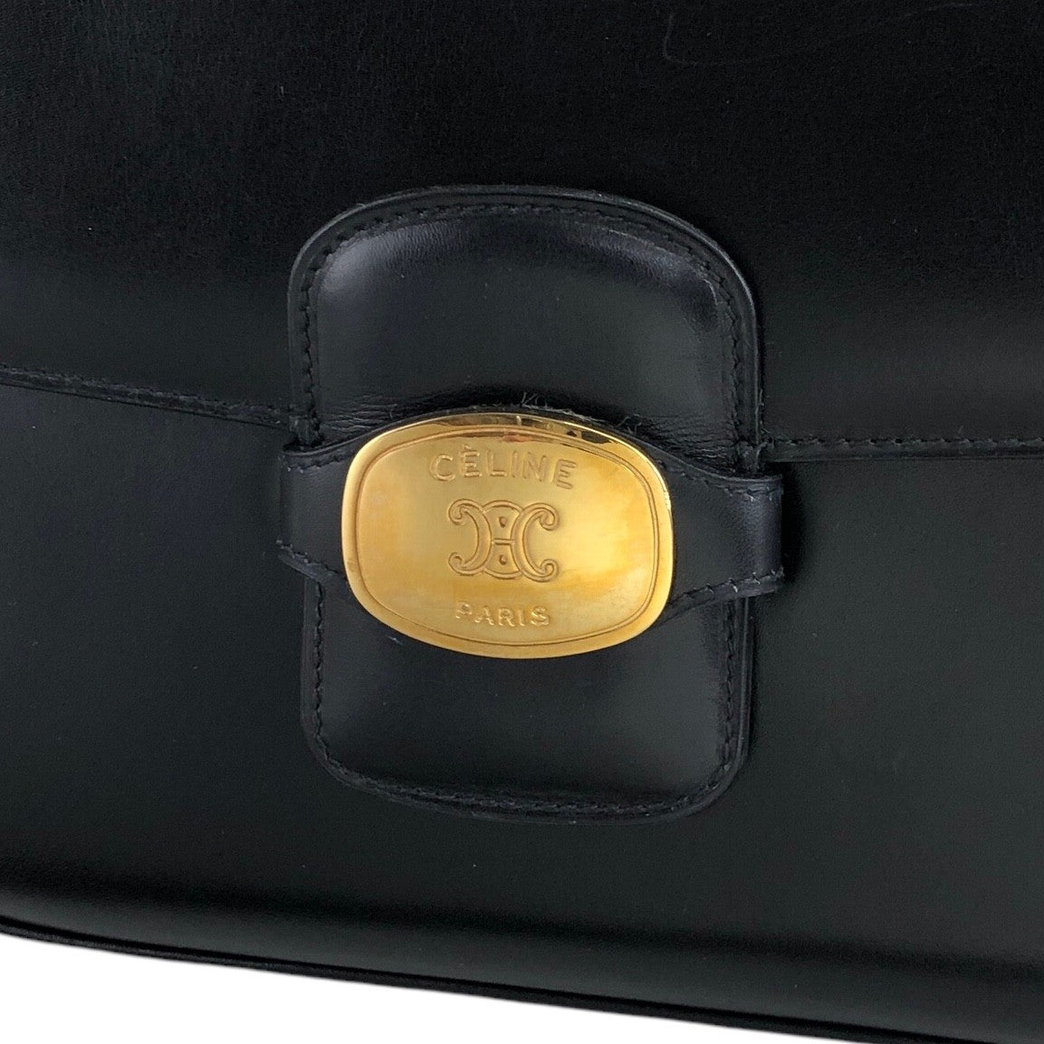 CELINE Triomphe Shoulder bag Black Vintage n24pjw
