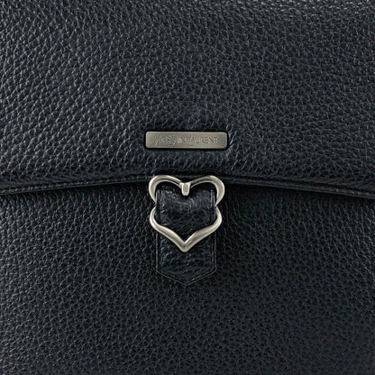 Yves Saint Laurent Logo Front Buckle Shoulder bag Black Vintage f6ymwp