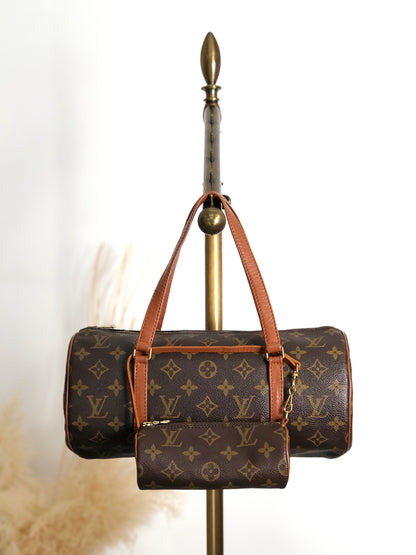 LOUIS VUITTON Monogram Handbag Pouch Brown Vintage kkcs2t