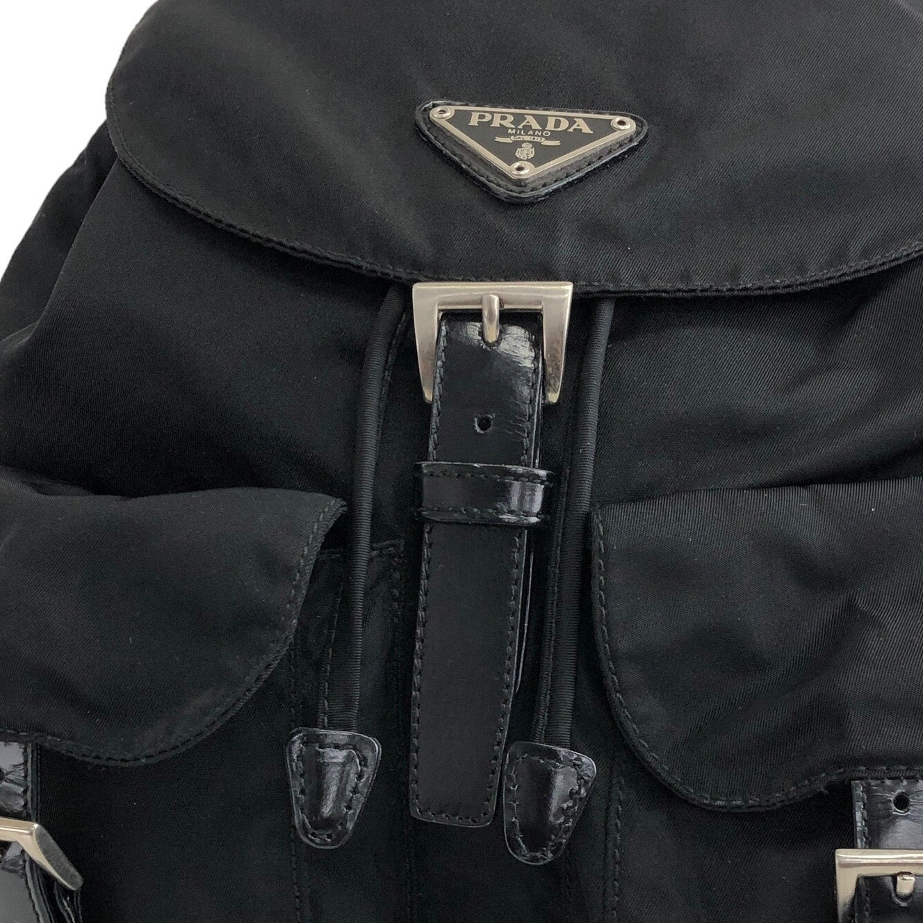 PRADA Triangle Logo Backpack Black Vintage wedjpt