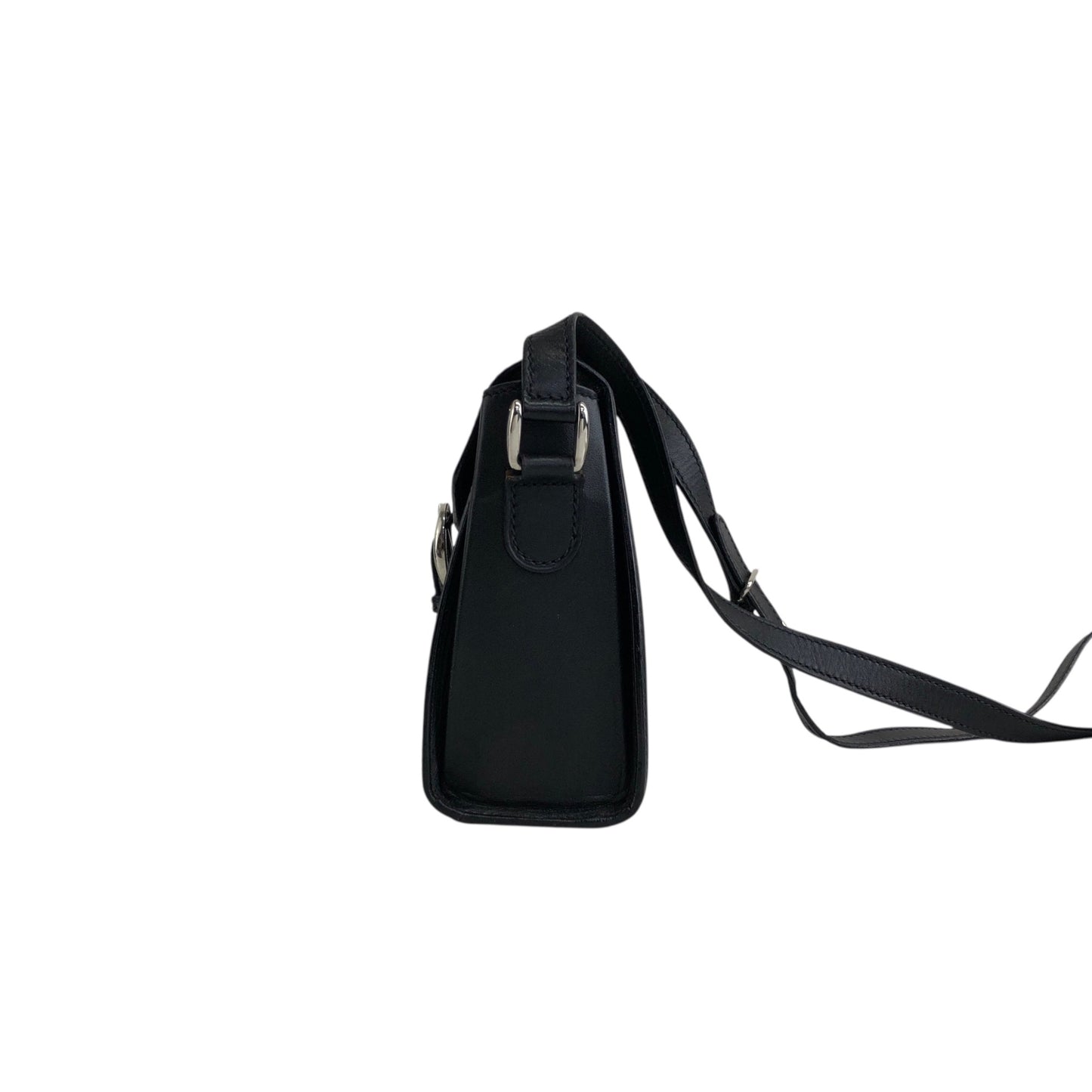 GUCCI Front Buckle Shoulder bag Black Vintage 6rzffs