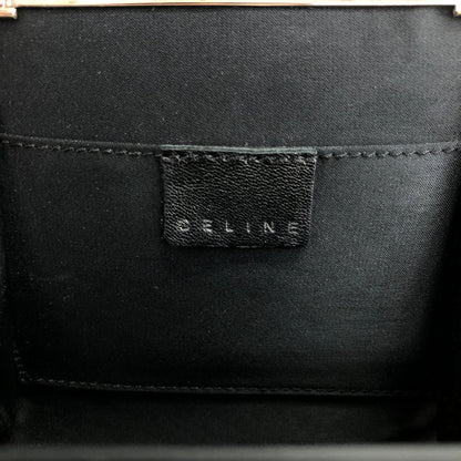 CELINE Triomphe Metal Clasp Chain Shoulder bag Black Vintage 857psb