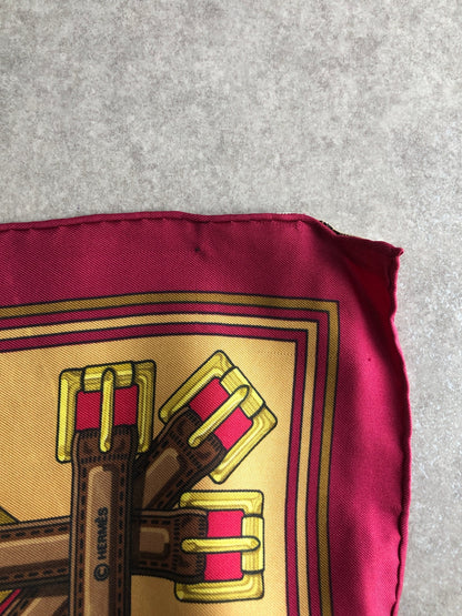 HERMES SILK Scarf Brown×Bordeaux Vintage xrkatw