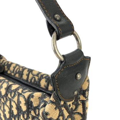 Christian Dior Trotter Jacquard Leather Shoulder bag Hobobag Navy Vintage wte43h
