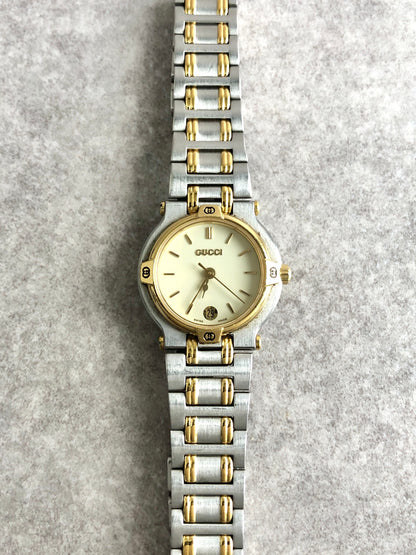 GUCCI Quartz Watch Silver×Gold 9000L Vintage y3rpf3