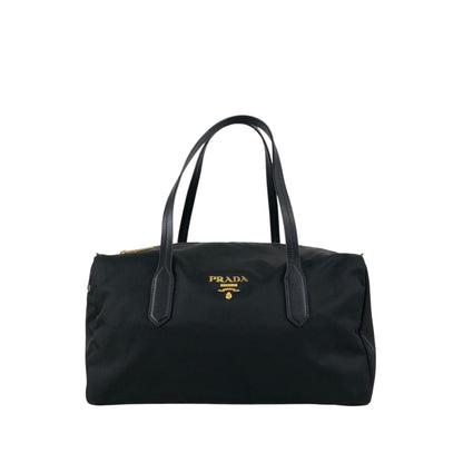 PRADA Logo Small Boston bag Handbag Black Vintage 754ve8