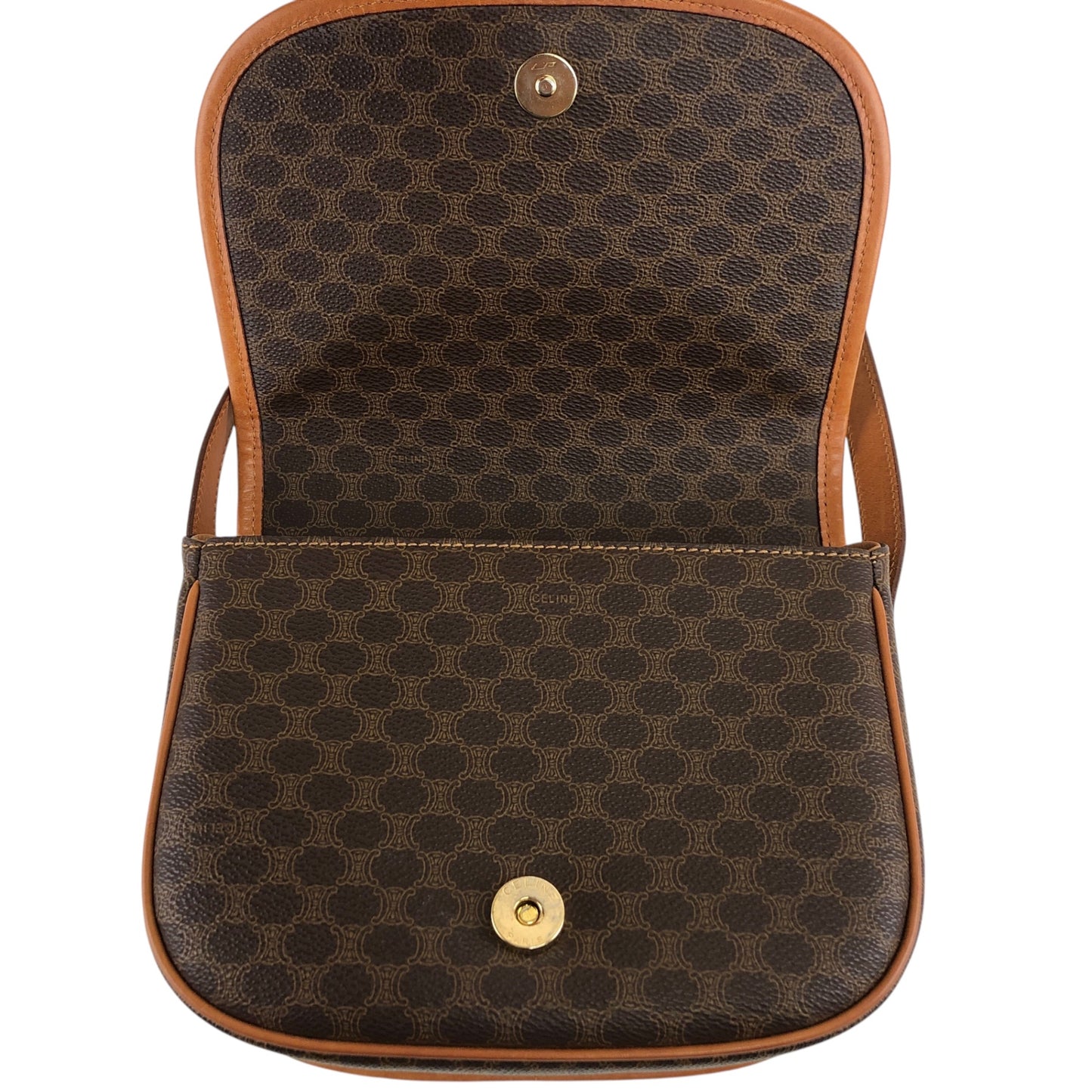 CELINE Macadam Front Buckle Shoulder bag Brown Vintage cabjde