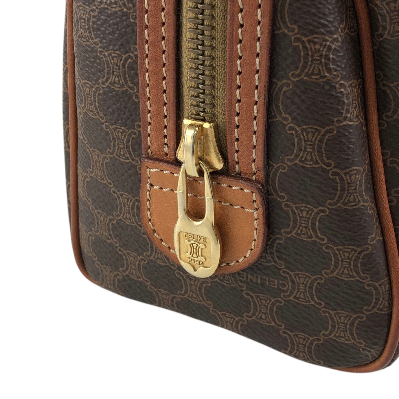 CELINE Macadam Two-way Small Handbag Shoulder bag Brown Vintage 6ryc2n