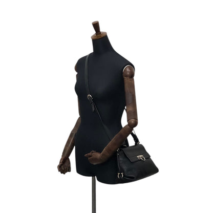 Salvatore Ferragamo Gancini Two-way Handbag Shoulder bag Black Vintage 82dd4b